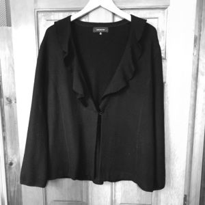 Jones New York black sweater with ruffled collar